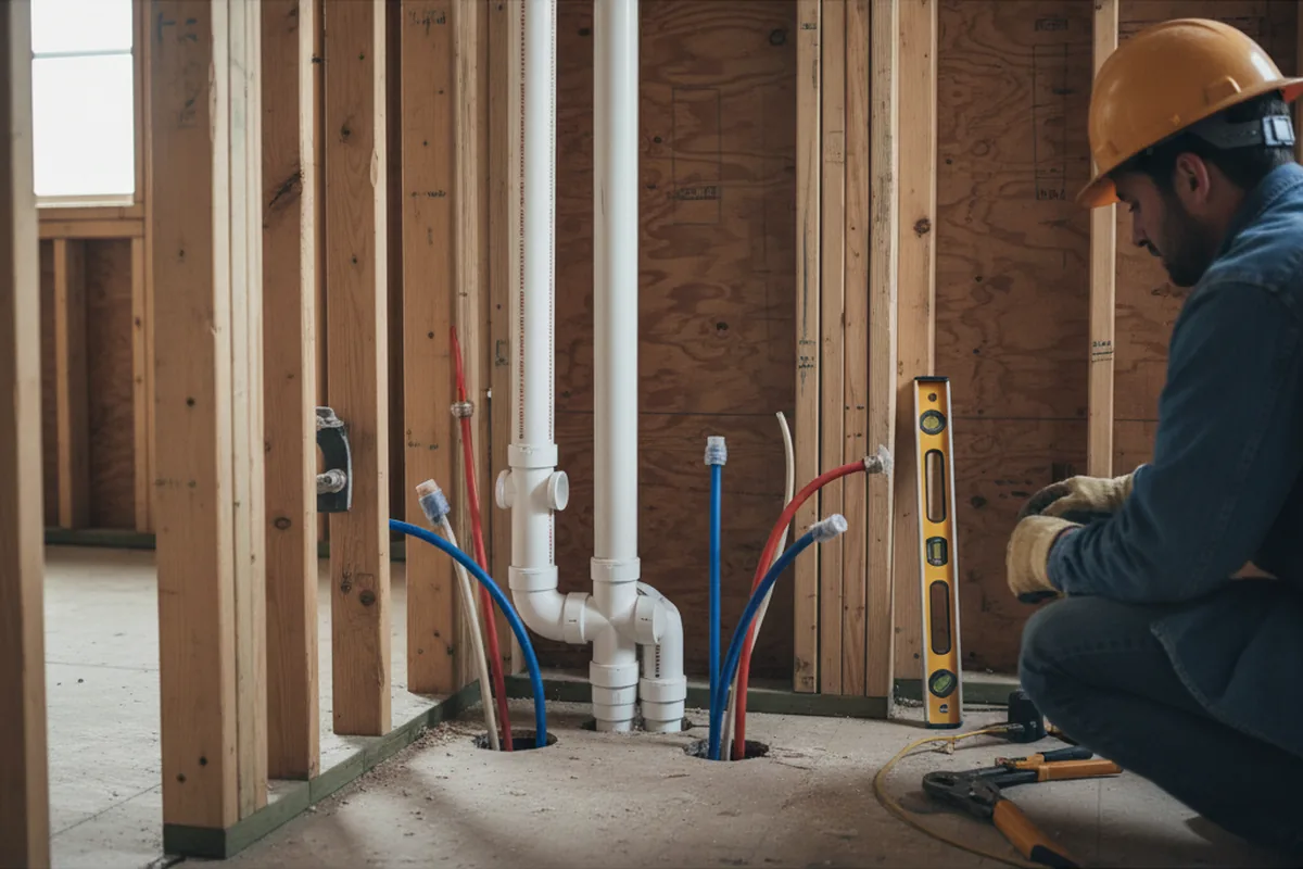 Drain and supply rough-in during Sump Pump Repair in Fresno